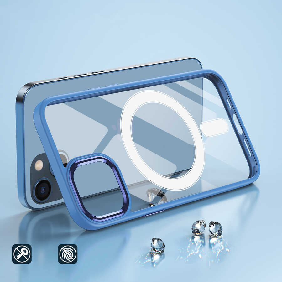 iPhone 13 Kılıf Wireless Şarj Özellikli Zore Krom M-safe Silikon Kılıf