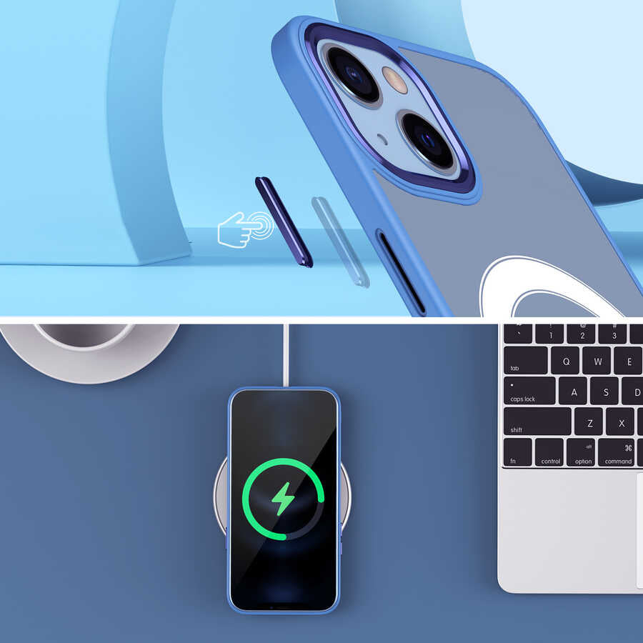 iPhone 13 Kılıf Wireless Şarj Özellikli Zore Krom M-safe Silikon Kılıf