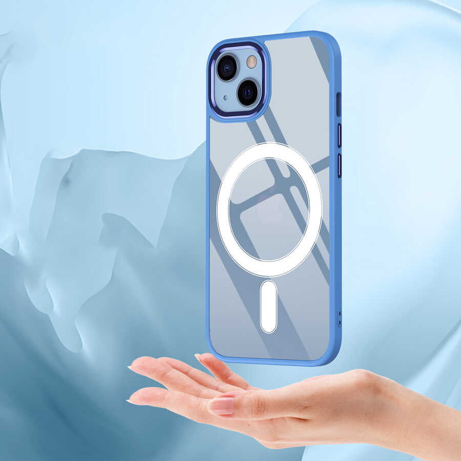 iPhone 13 Kılıf Wireless Şarj Özellikli Zore Krom M-safe Silikon Kılıf