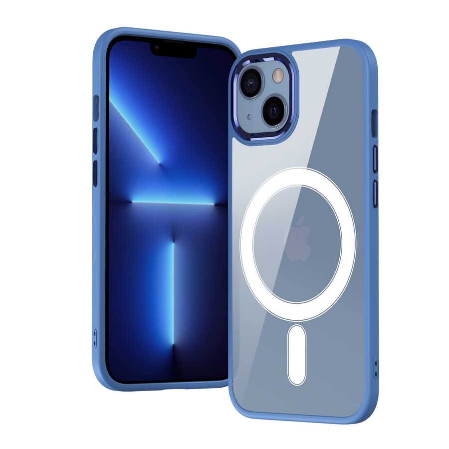 iPhone 13 Kılıf Wireless Şarj Özellikli Zore Krom M-safe Silikon Kılıf