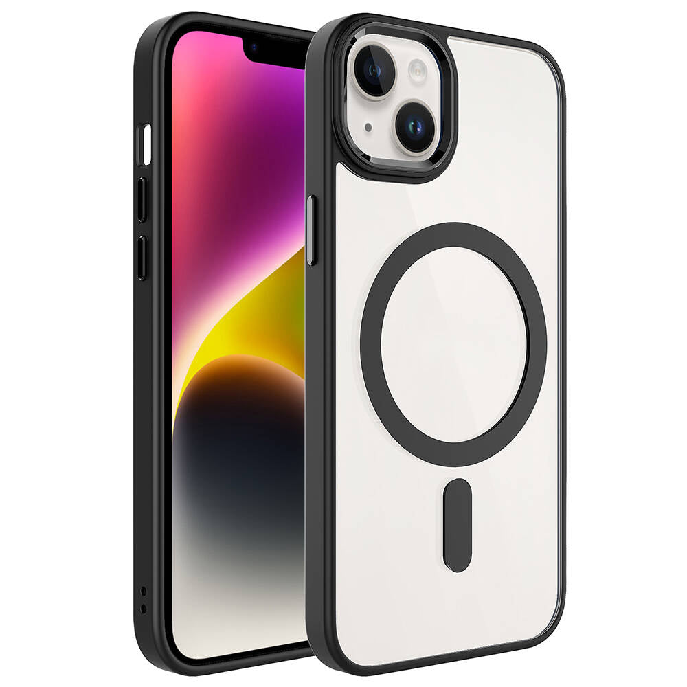 iPhone 13 Kılıf Wireless Şarj Özellikli Zore Krom M-safe Silikon Kılıf