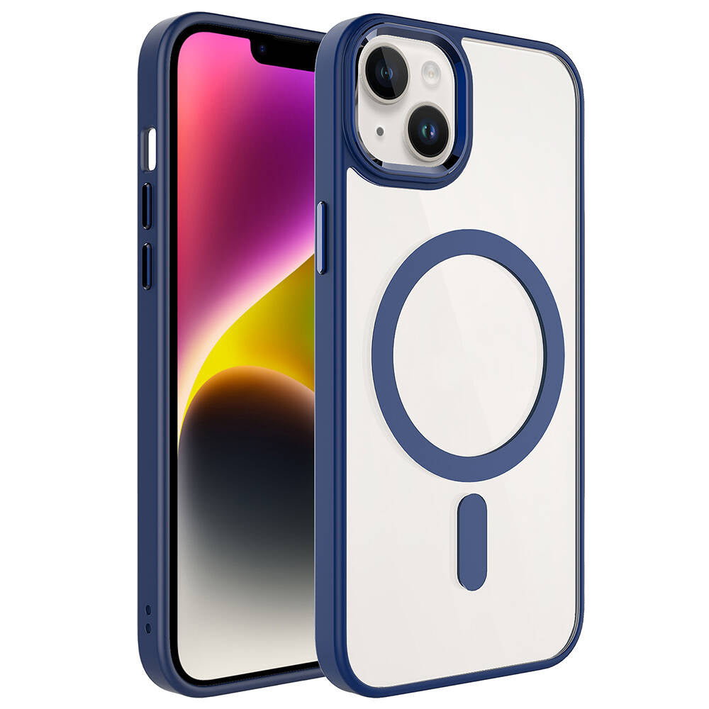 iPhone 13 Kılıf Wireless Şarj Özellikli Zore Krom M-safe Silikon Kılıf