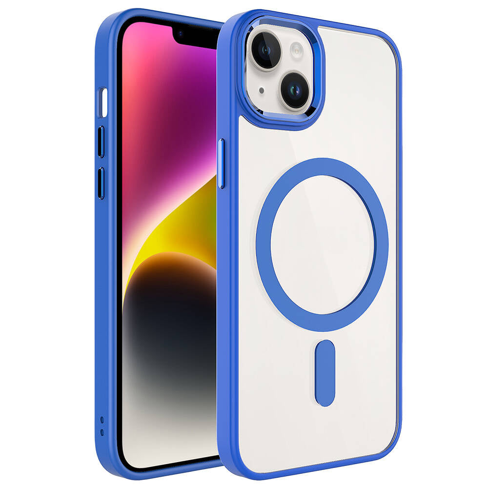 iPhone 13 Kılıf Wireless Şarj Özellikli Zore Krom M-safe Silikon Kılıf