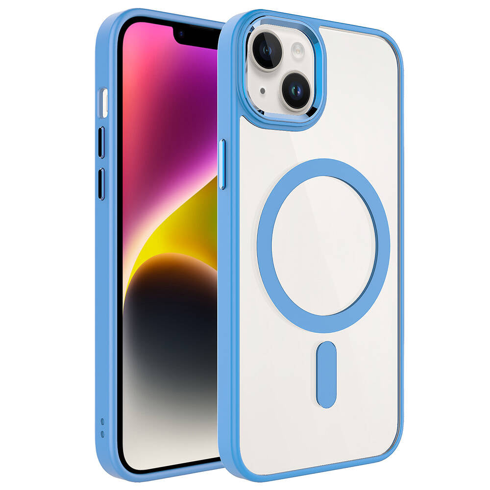 iPhone 13 Kılıf Wireless Şarj Özellikli Zore Krom M-safe Silikon Kılıf