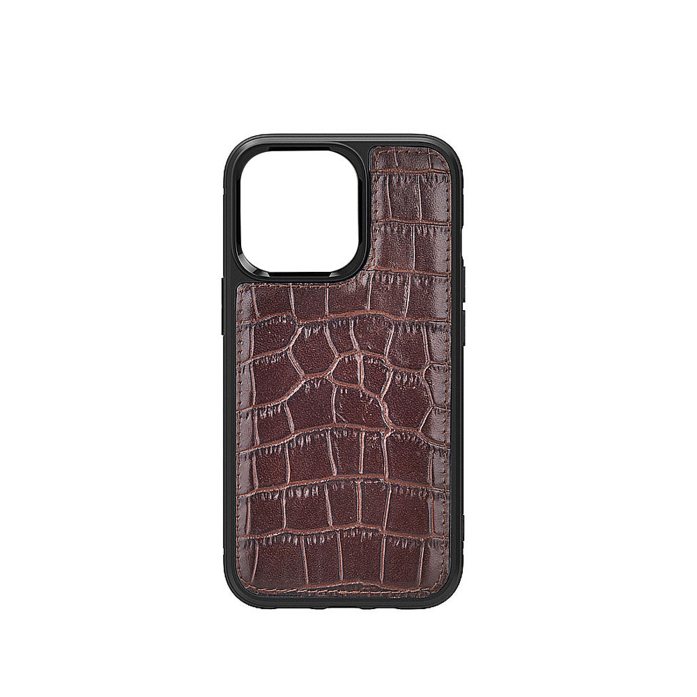 iPhone 13 Kılıf Wiwu Croco Pattern Calfskin Orijinal Deri Kılıf
