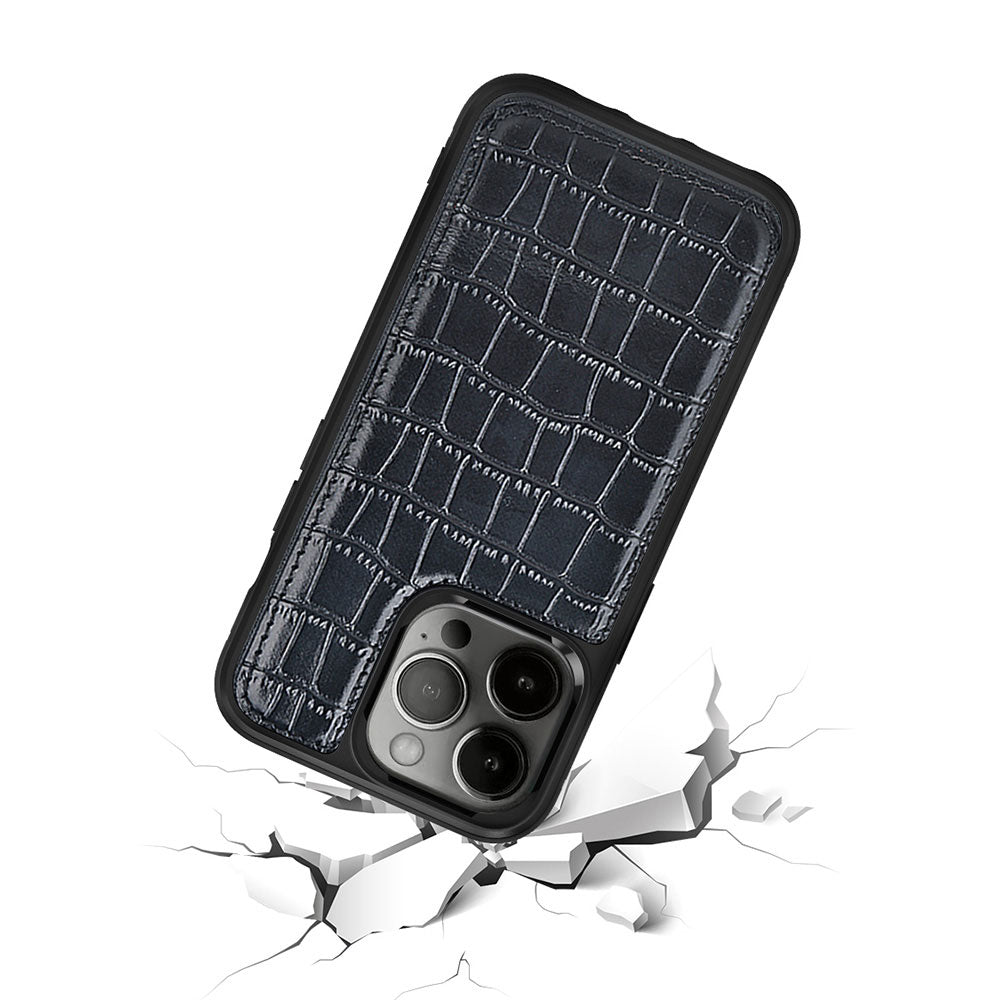 iPhone 13 Kılıf Wiwu Croco Pattern Calfskin orijinal Deri Kılıf