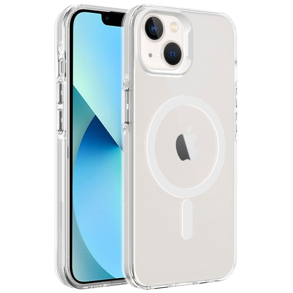 iPhone 13 Kılıf Zore M-safe Şarj Özellikli Buzlu Transparan C-Pro Sert Kılıf