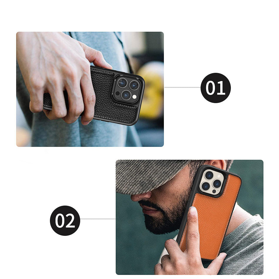 iPhone 13 Mini Kılıf Wiwu Genuine Leather Plastic Calfskin Orijinal Deri Kılıf