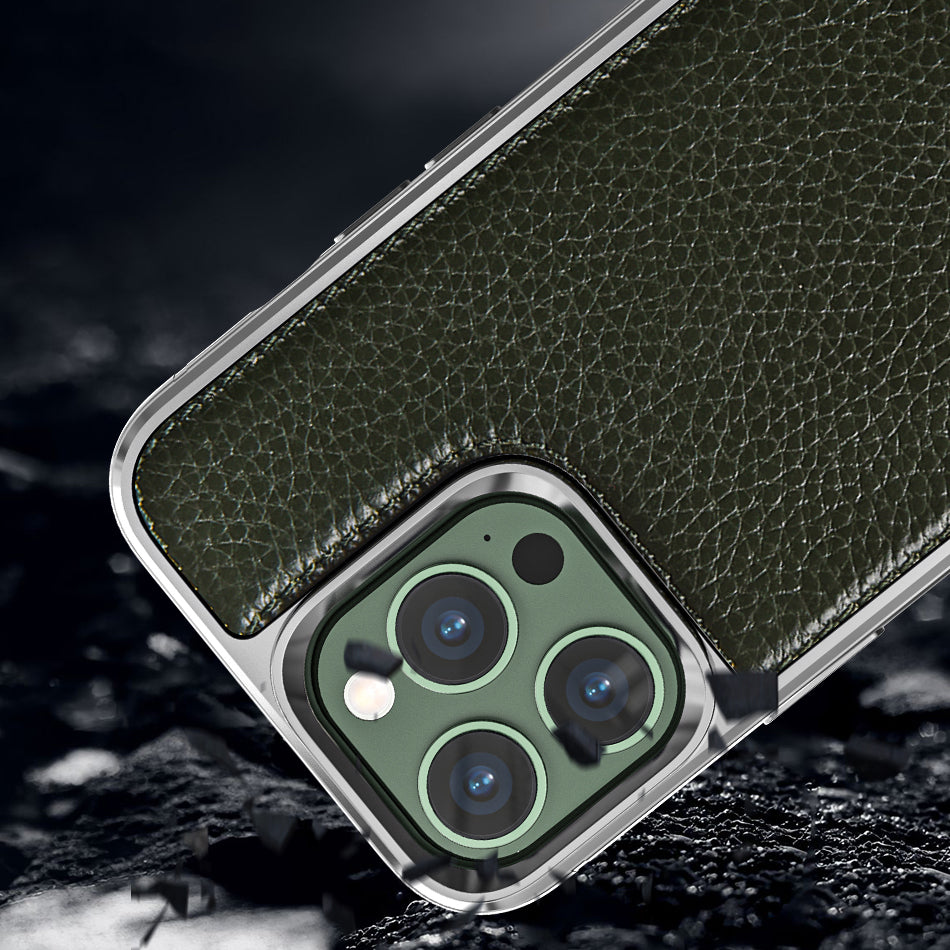 iPhone 13 Mini Kılıf Wiwu Genuine Leather Silver Calfskin Orijinal Deri Kılıf