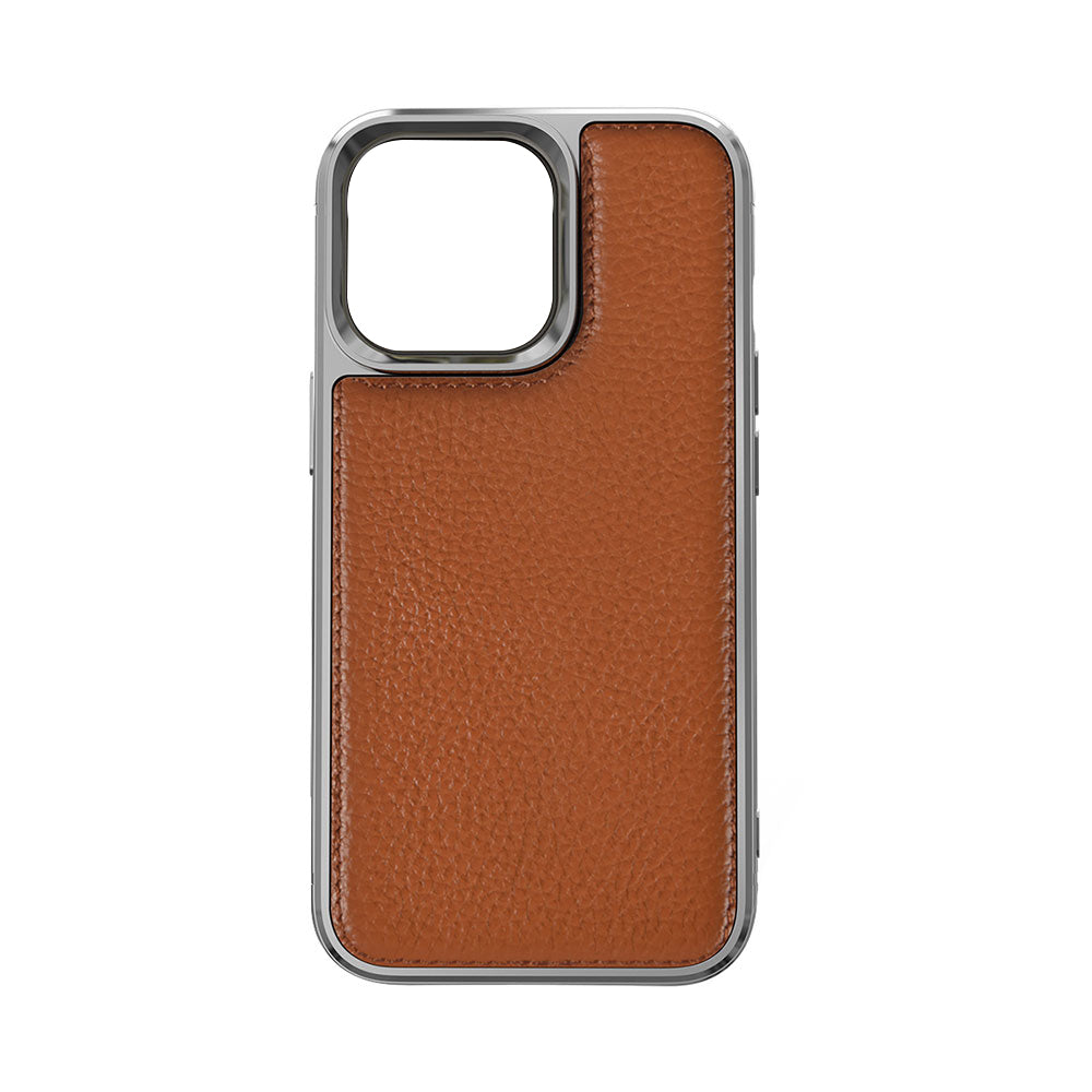 iPhone 13 Mini Kılıf Wiwu Genuine Leather Silver Calfskin Orjinal Deri Kılıf