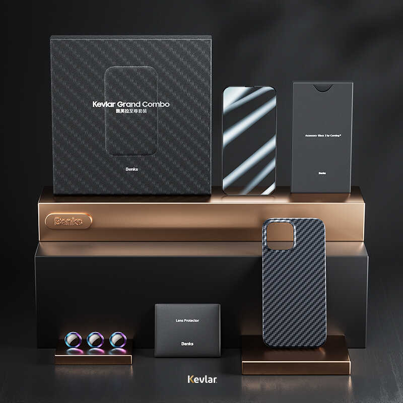 iPhone 13 Pro Kılıf Benks Aramid M-safe 3 in 1 Set