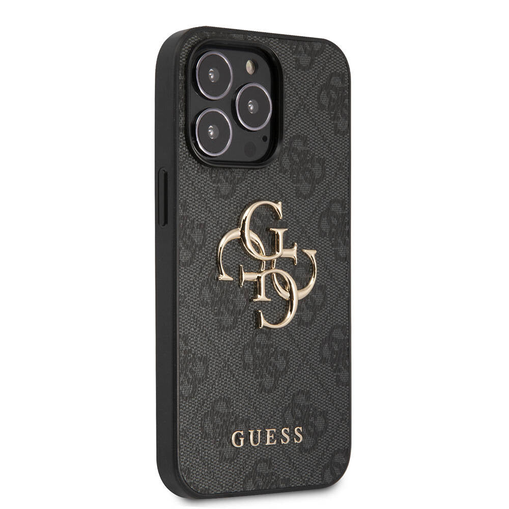 iPhone 13 Pro Kılıf Guess Orijinal Lisanslı PU Deri 4G Desenli Metal Büyük 4G ve Yazı Logolu Kılıf