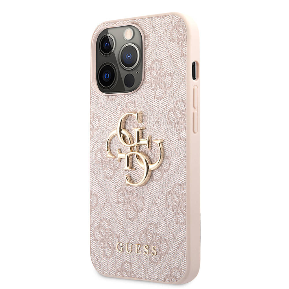 iPhone 13 Pro Kılıf Guess Orijinal Lisanslı PU Deri 4G Desenli Metal Büyük 4G ve Yazı Logolu Kılıf