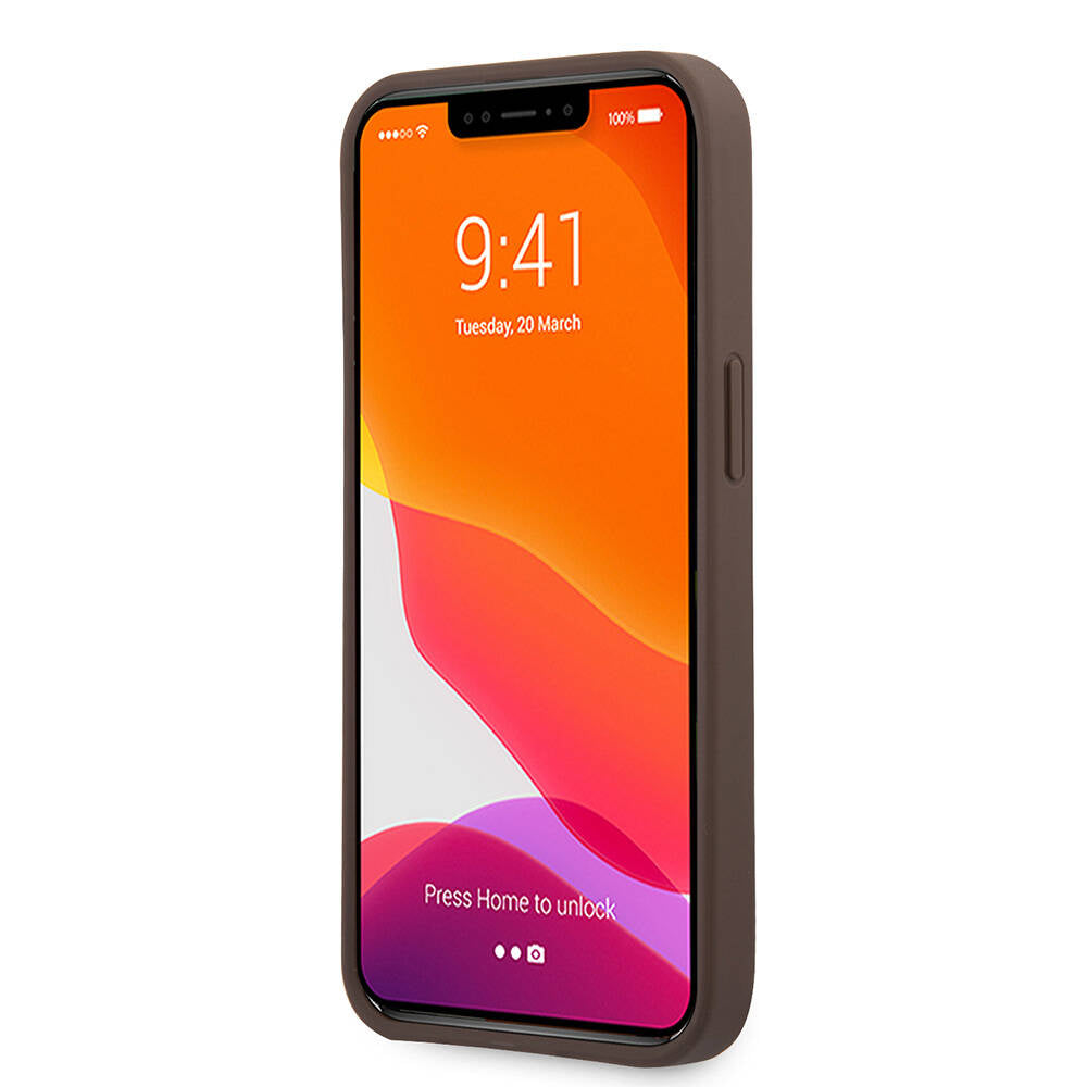 iPhone 13 Pro Kılıf Guess Orijinal Lisanslı PU Deri 4G Desenli Metal Büyük 4G ve Yazı Logolu Kılıf