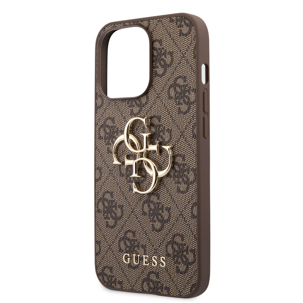 iPhone 13 Pro Kılıf Guess Orijinal Lisanslı PU Deri 4G Desenli Metal Büyük 4G ve Yazı Logolu Kılıf