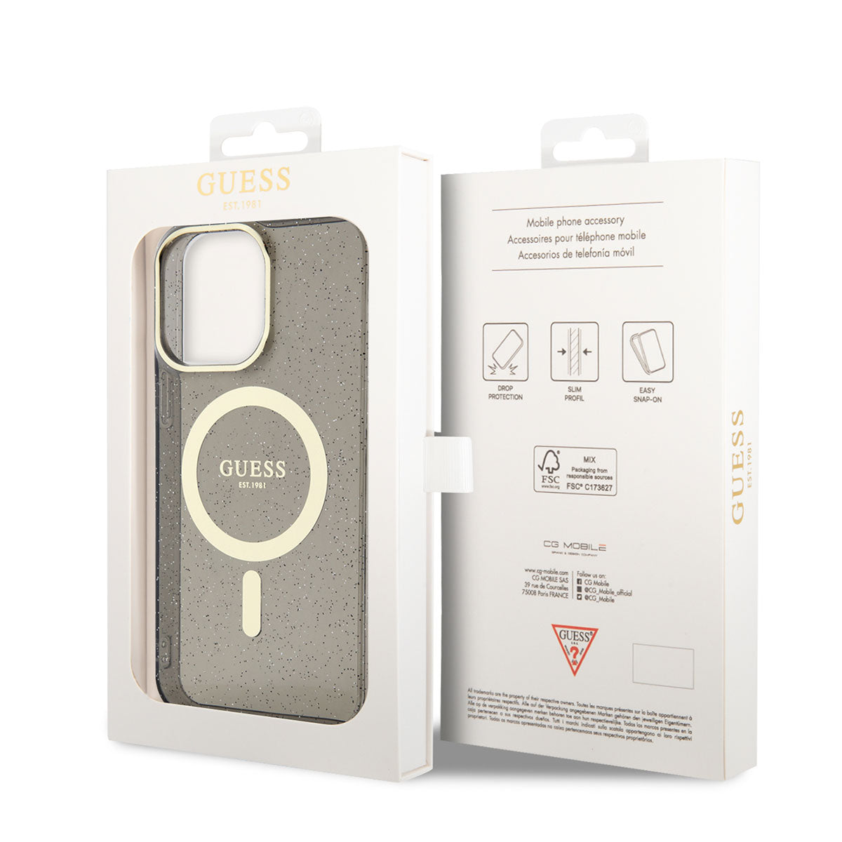 iPhone 13 Pro Kılıf GUESS M-safe Şarj Özellikli Glitter Kılıf