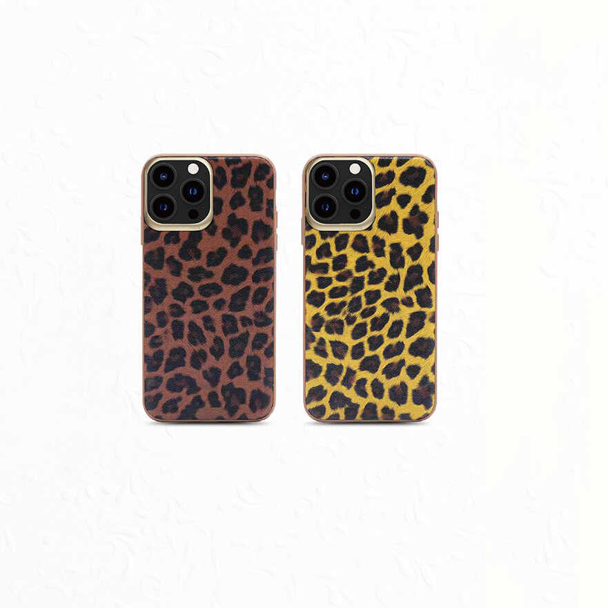 iPhone 13 Pro Kılıf Kajsa Glamorous Serisi Leopard Combo Kılıf