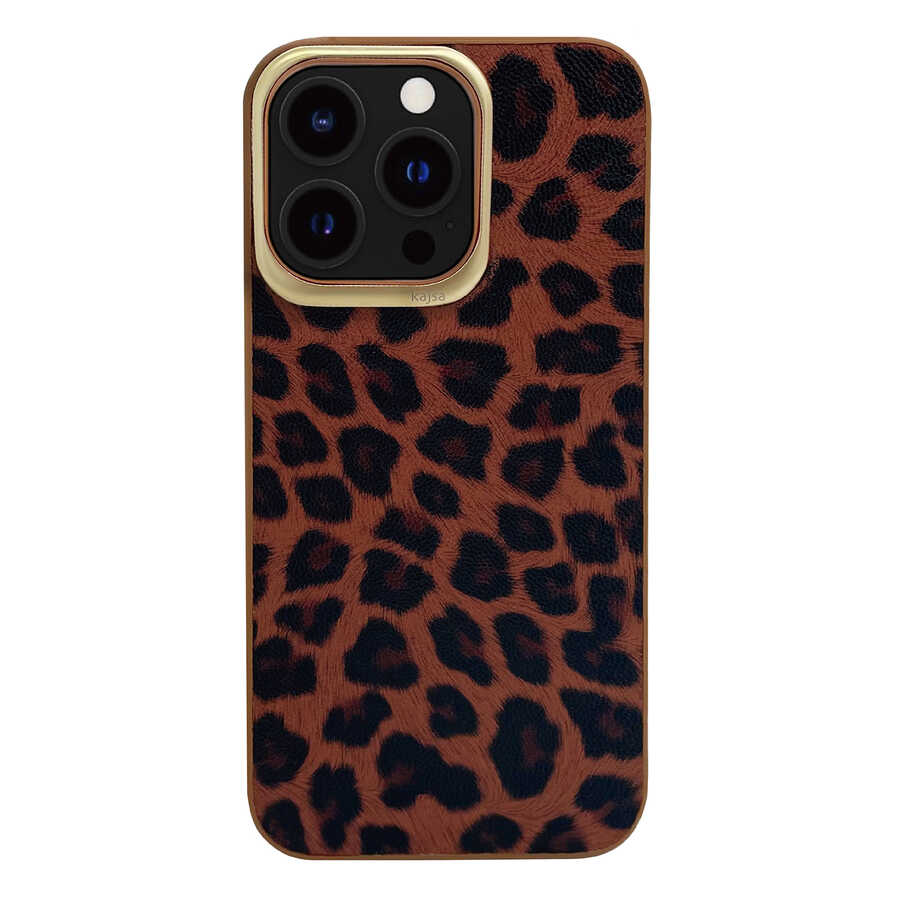iPhone 13 Pro Kılıf Kajsa Glamorous Serisi Leopard Combo Kılıf