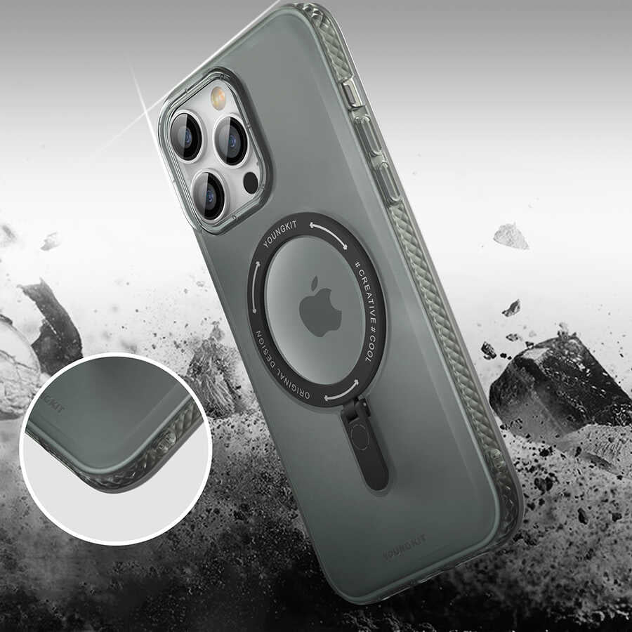 iPhone 13 Pro Kılıf M-safe Şarj Özellikli Youngkit Rock Serisi Kılıf