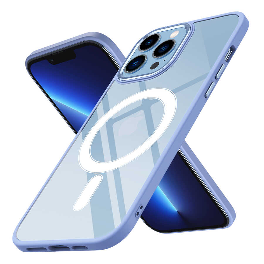 iPhone 13 Pro Kılıf Wireless Şarj Özellikli Zore Krom M-safe Silikon Kılıf
