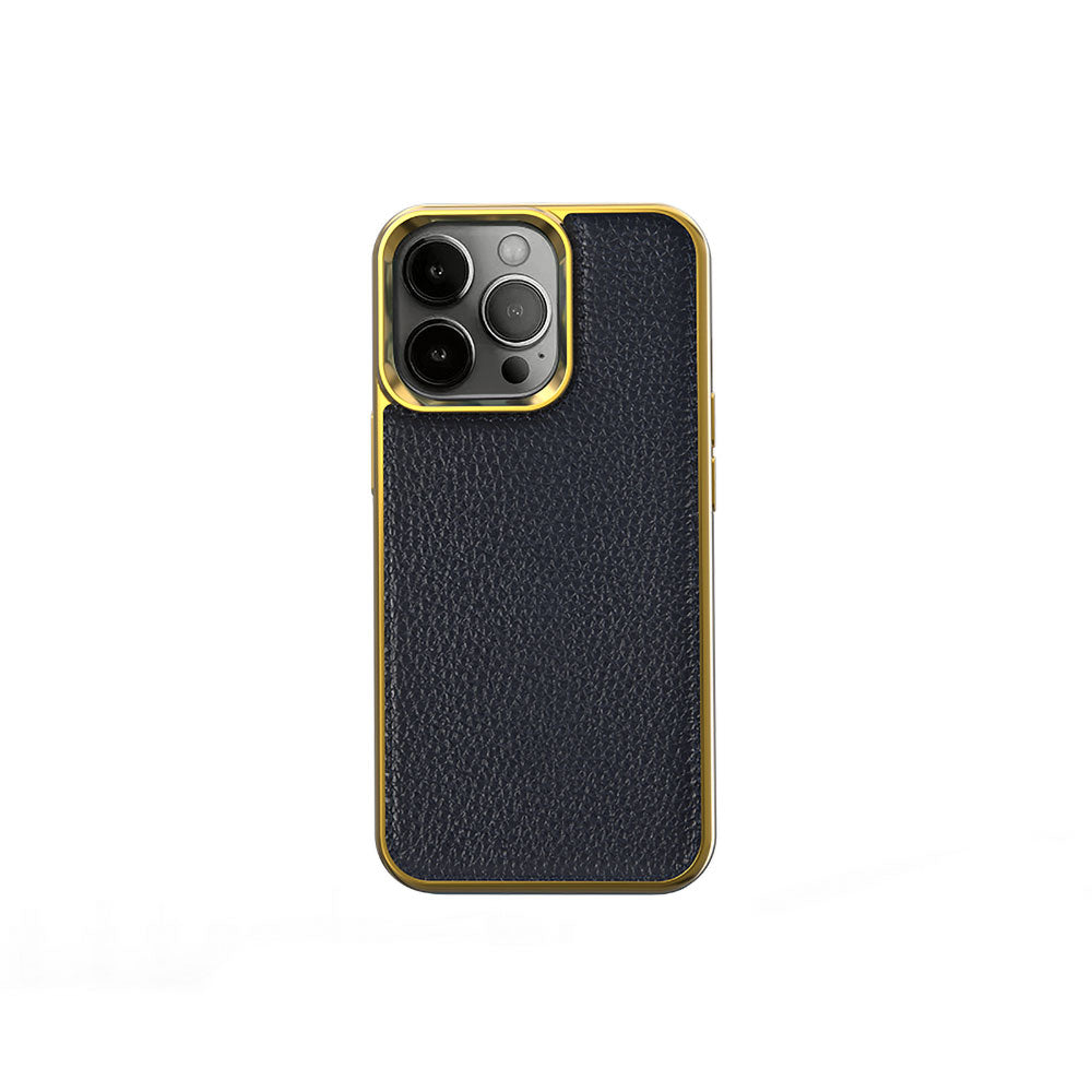 iPhone 13 Pro Kılıf Wiwu Genuine Leather Gold Calfskin Orijinal Deri Kılıf
