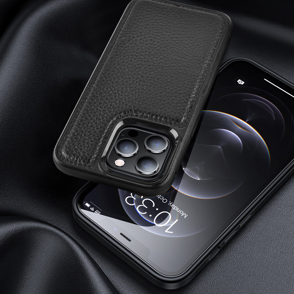 iPhone 13 Pro Kılıf Wiwu Genuine Leather Plastic Calfskin Orijinal Deri Kılıf