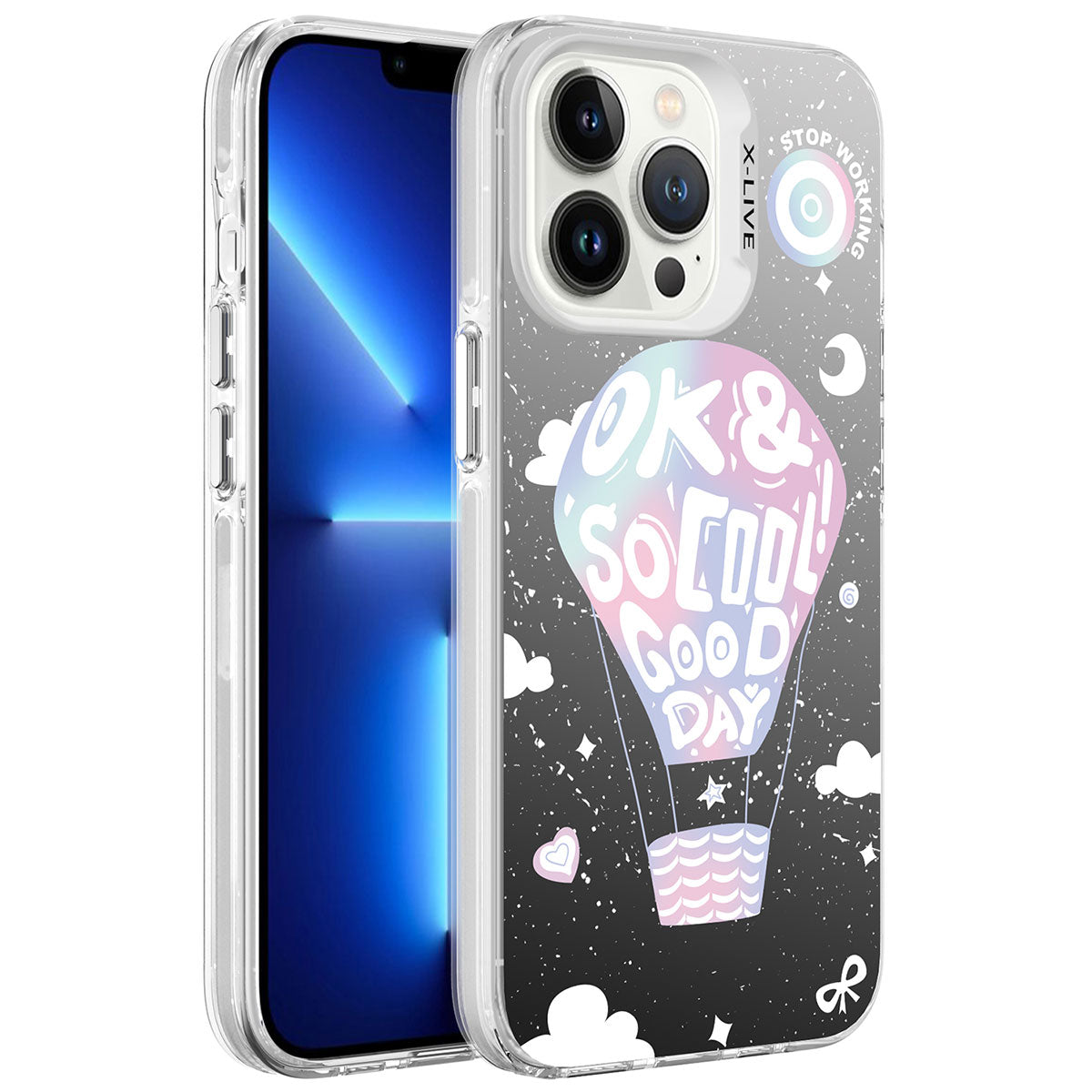 iPhone 13 Pro Max Kılıf Desenli Zore Silver Sert Kılıf