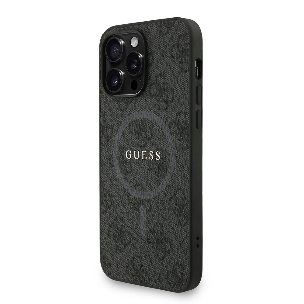 iPhone 13 Pro Max Kılıf Guess Orijinal Lisanslı M-safe Şarj Özellikli PU Deri Bilek Askı İpli Yazı Logolu Kılıf