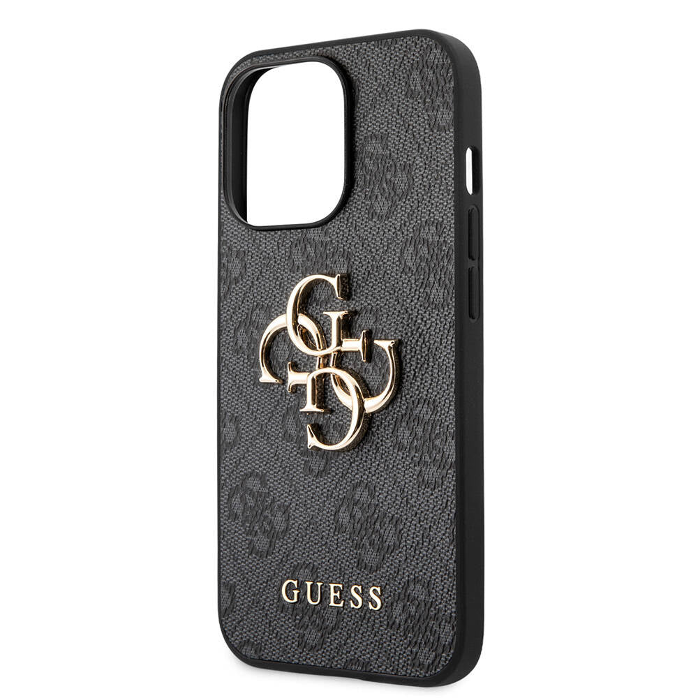 iPhone 13 Pro Max Kılıf Guess Orijinal Lisanslı PU Deri 4G Desenli Metal Büyük 4G ve Yazı Logolu Kılıf