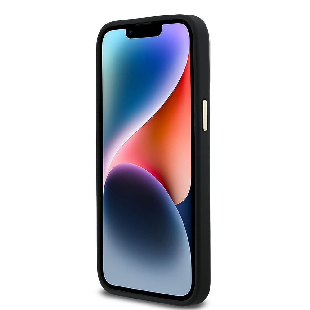 iPhone 13 Pro Max Kılıf Guess Orijinal Lisanslı PU Deri Taşlı Üçgen Logo 4G Desenli Kamera Standlı Kılıf
