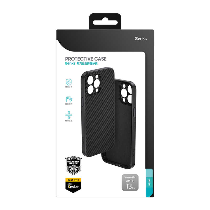 iPhone 13 Pro Max Kılıf Karbon Fiber Benks Hybrid Kevlar Kılıf