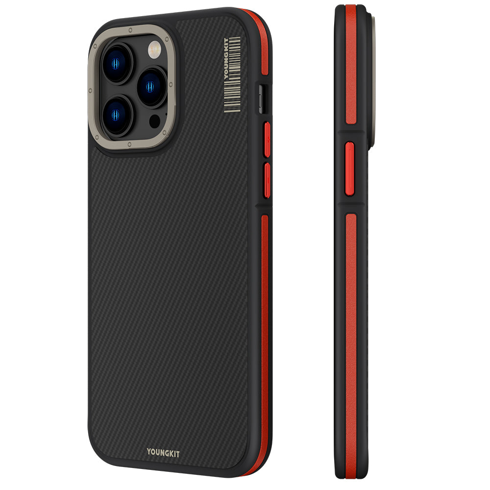 iPhone 13 Pro Max Kılıf M-safe Şarj Özellikli YoungKit 600D Kevlar Kılıf