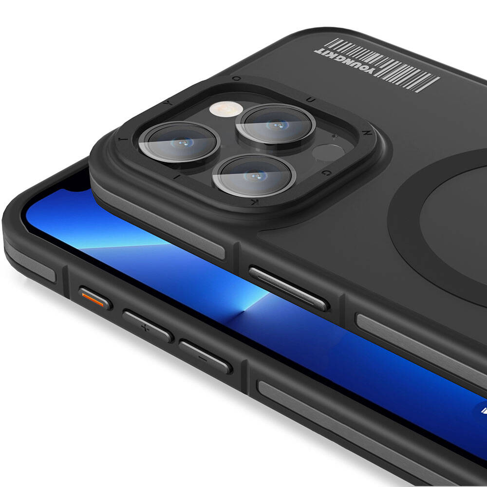 iPhone 13 Pro Max Kılıf M-safe Şarj Özellikli Youngkit Rock Sand Serisi Kılıf