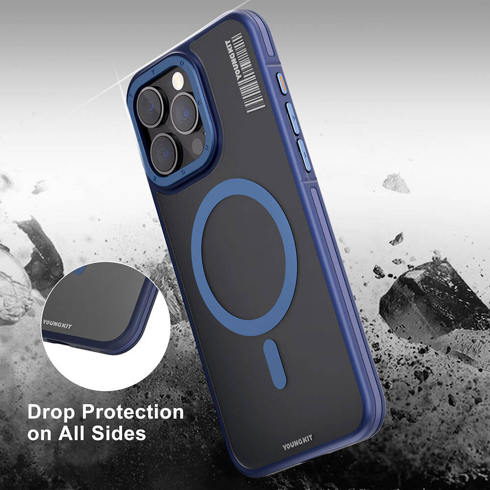 iPhone 13 Pro Max Kılıf M-safe Şarj Özellikli Youngkit Rock Sand Serisi Kılıf