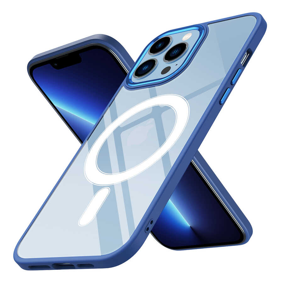 iPhone 13 Pro Max Kılıf Wireless Şarj Özellikli Zore Krom M-safe Silikon Kılıf