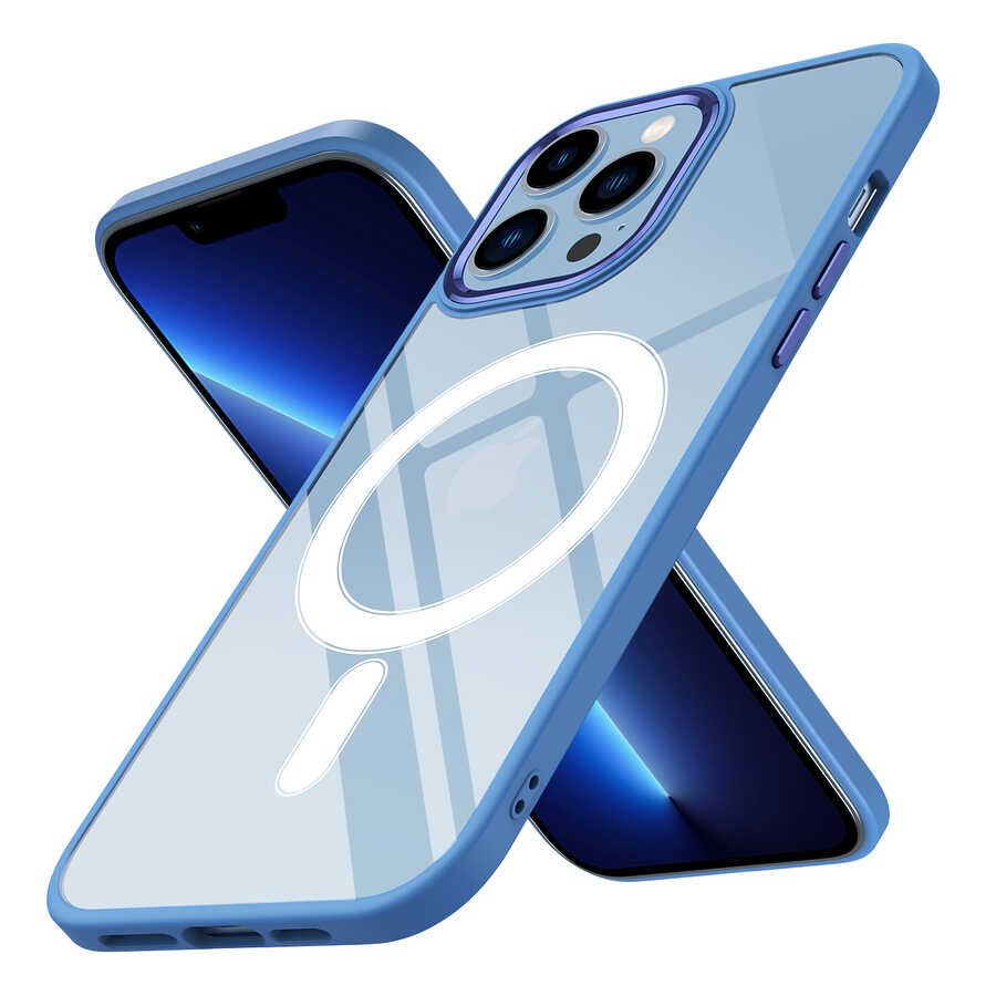 iPhone 13 Pro Max Kılıf Wireless Şarj Özellikli Zore Krom M-safe Silikon Kılıf