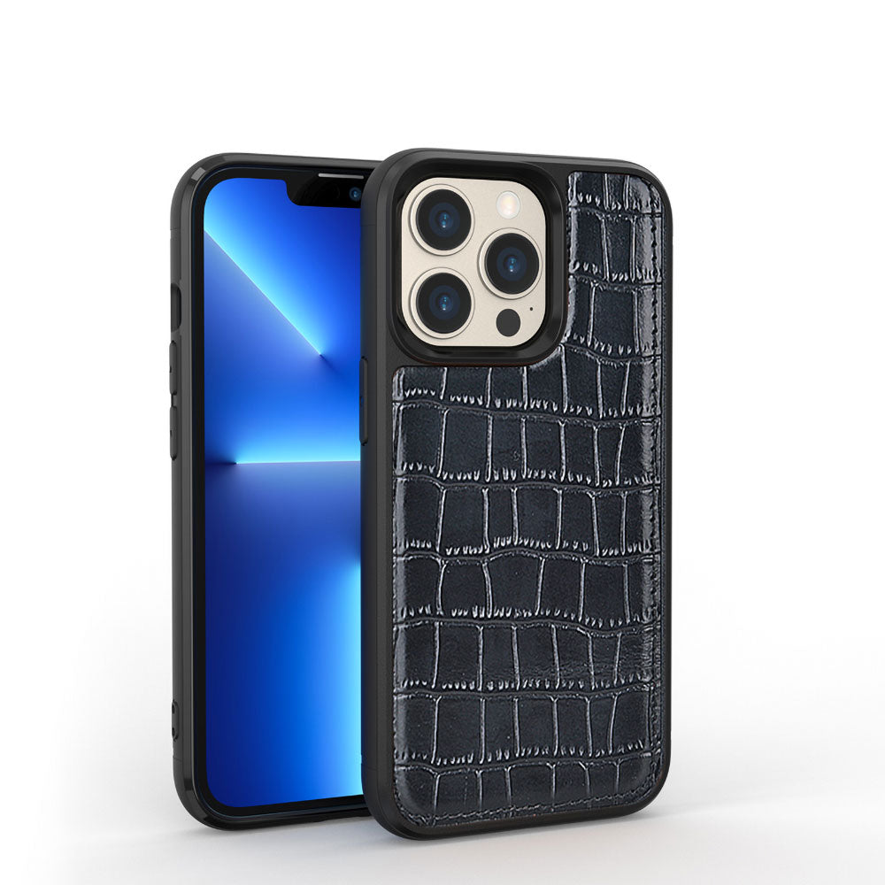 iPhone 13 Pro Max Kılıf Wiwu Croco Pattern Calfskin Orijinal Deri Kılıf