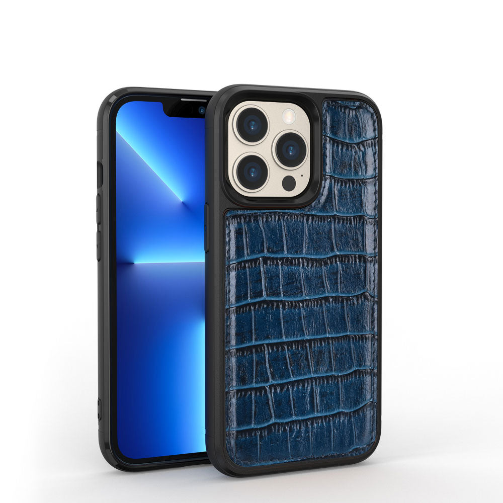 iPhone 13 Pro Max Kılıf Wiwu Croco Pattern Calfskin Orijinal Deri Kılıf