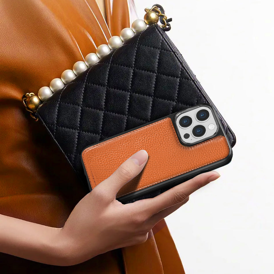 iPhone 13 Pro Max Kılıf Wiwu Genuine Leather Plastic Calfskin Orijinal Deri Kılıf