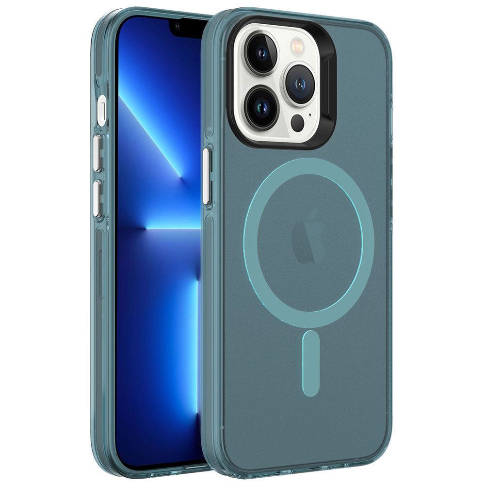 iPhone 13 Pro Max Kılıf Zore M-safe Şarj Özellikli Buzlu Transparan C-Pro Sert Kılıf