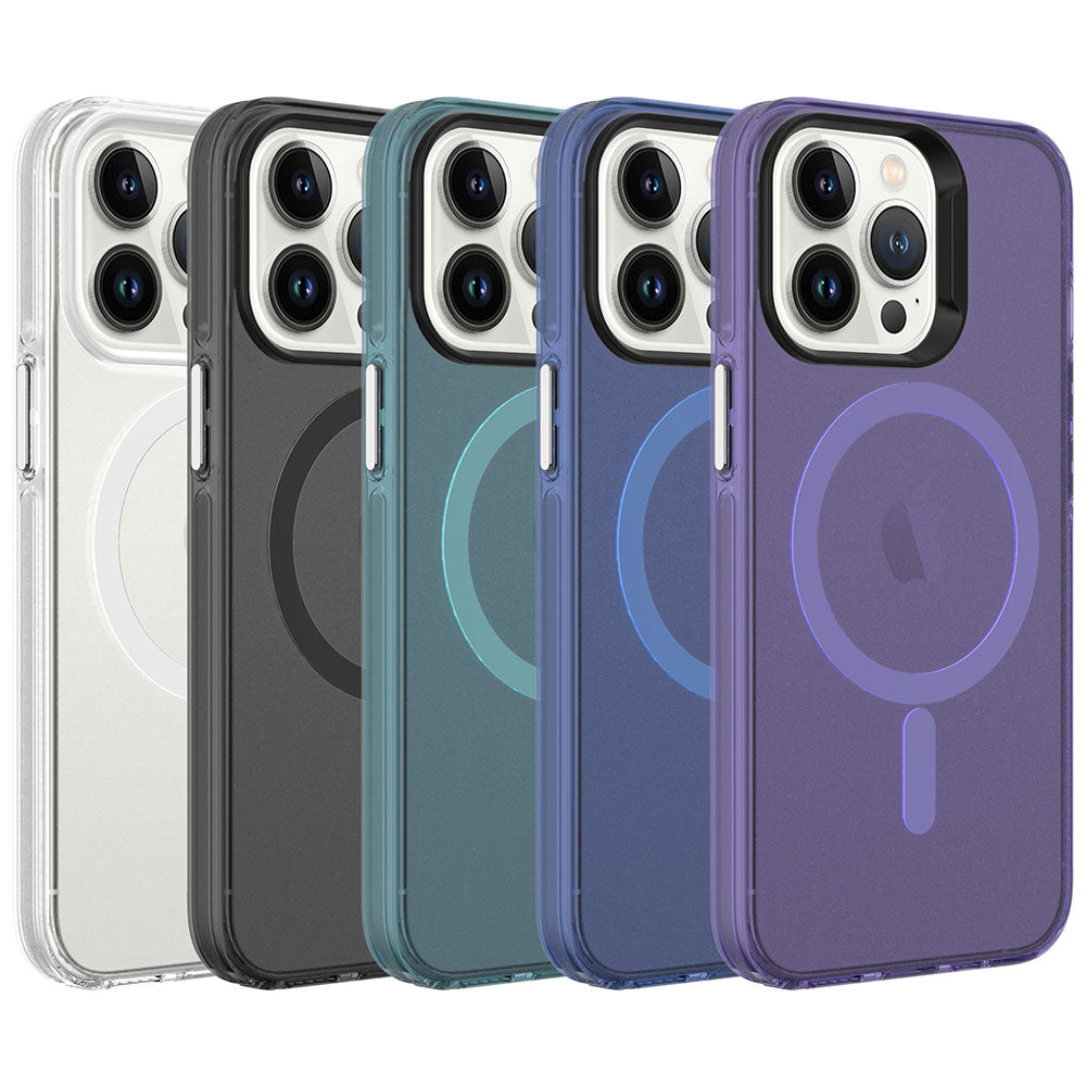 iPhone 13 Pro Max Kılıf Zore M-safe Şarj Özellikli Buzlu Transparan C-Pro Sert Kılıf