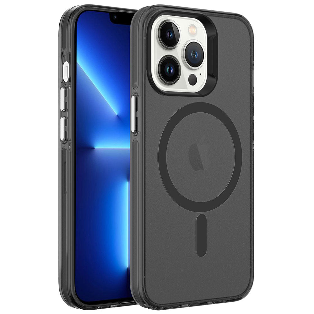 iPhone 13 Pro Max Kılıf Zore M-safe Şarj Özellikli Buzlu Transparan C-Pro Sert Kılıf