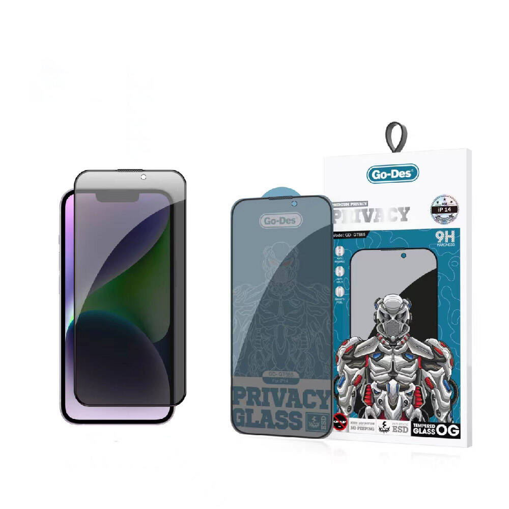 iPhone 14 Go Des 9D Full Cover Privacy Temperli Cam Ekran Koruyucu