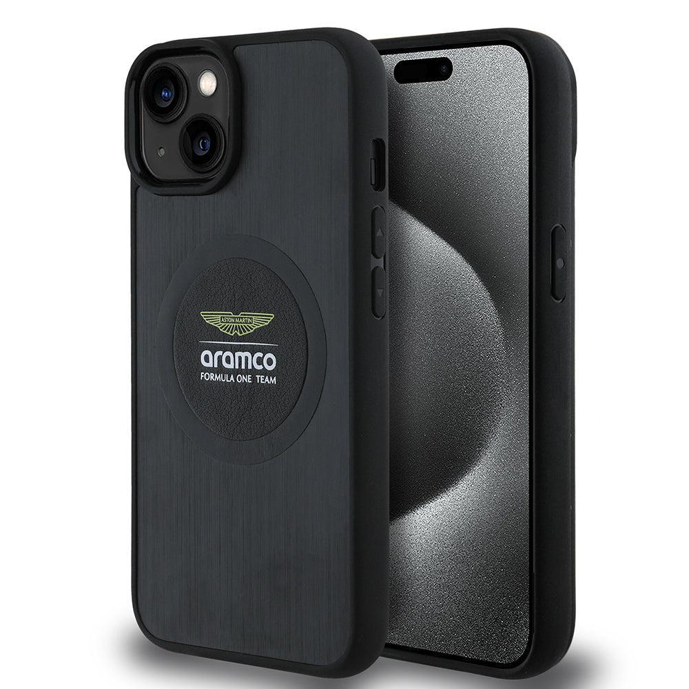 iPhone 14 Kılıf Aston Martin Orijinal Lisanslı M-safe Şarj Özellikli Aluminyum Arka Yüzeyli Formula One Team Baskılı Kılıf