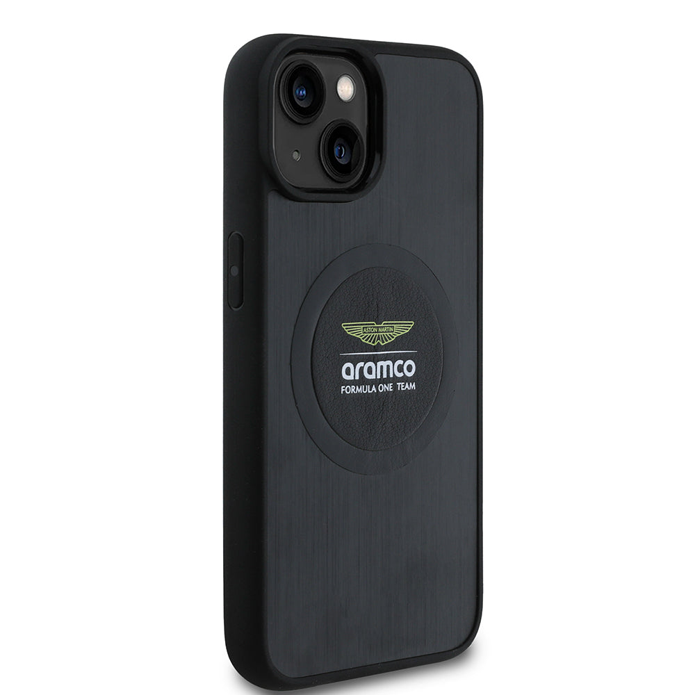 iPhone 14 Kılıf Aston Martin Orijinal Lisanslı M-safe Şarj Özellikli Aluminyum Arka Yüzeyli Formula One Team Baskılı Kılıf