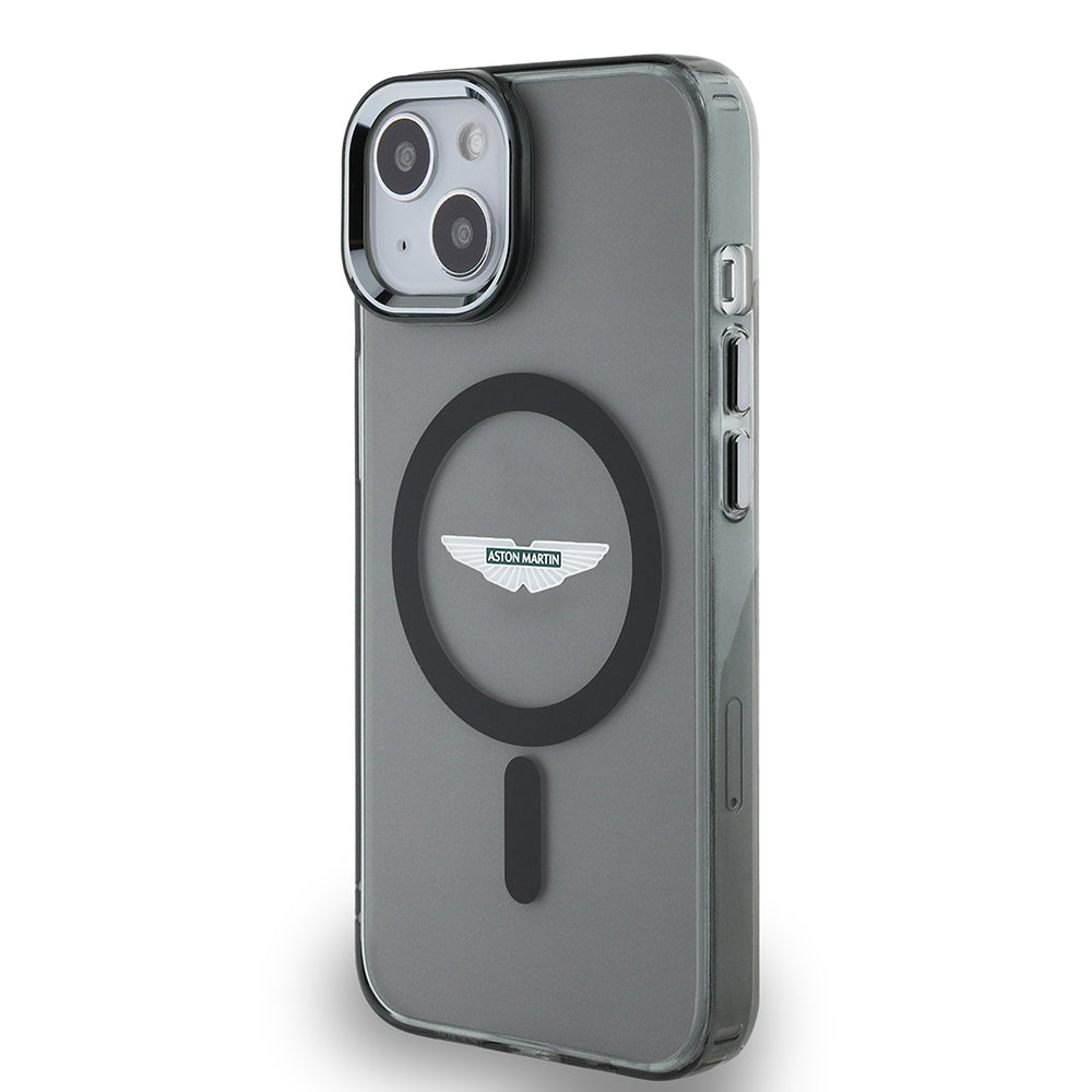 iPhone 14 Kılıf Aston Martin Orijinal Lisanslı M-safe Şarj Özellikli IML Baskı Logolu Metal Düğmeli Kılıf