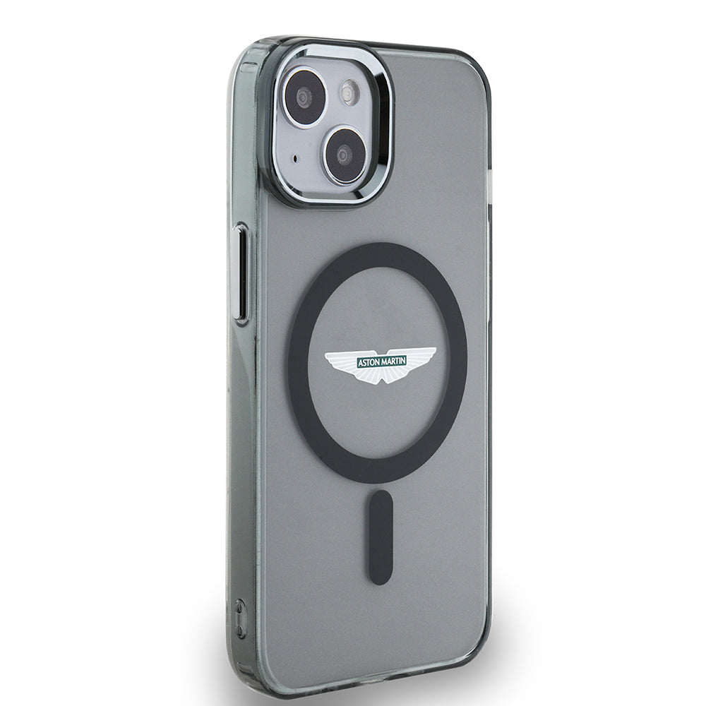 iPhone 14 Kılıf Aston Martin Orijinal Lisanslı M-safe Şarj Özellikli IML Baskı Logolu Metal Düğmeli Kılıf