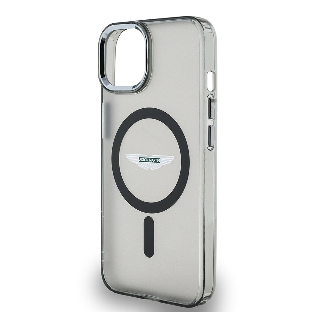 iPhone 14 Kılıf Aston Martin Orijinal Lisanslı M-safe Şarj Özellikli IML Baskı Logolu Metal Düğmeli Kılıf