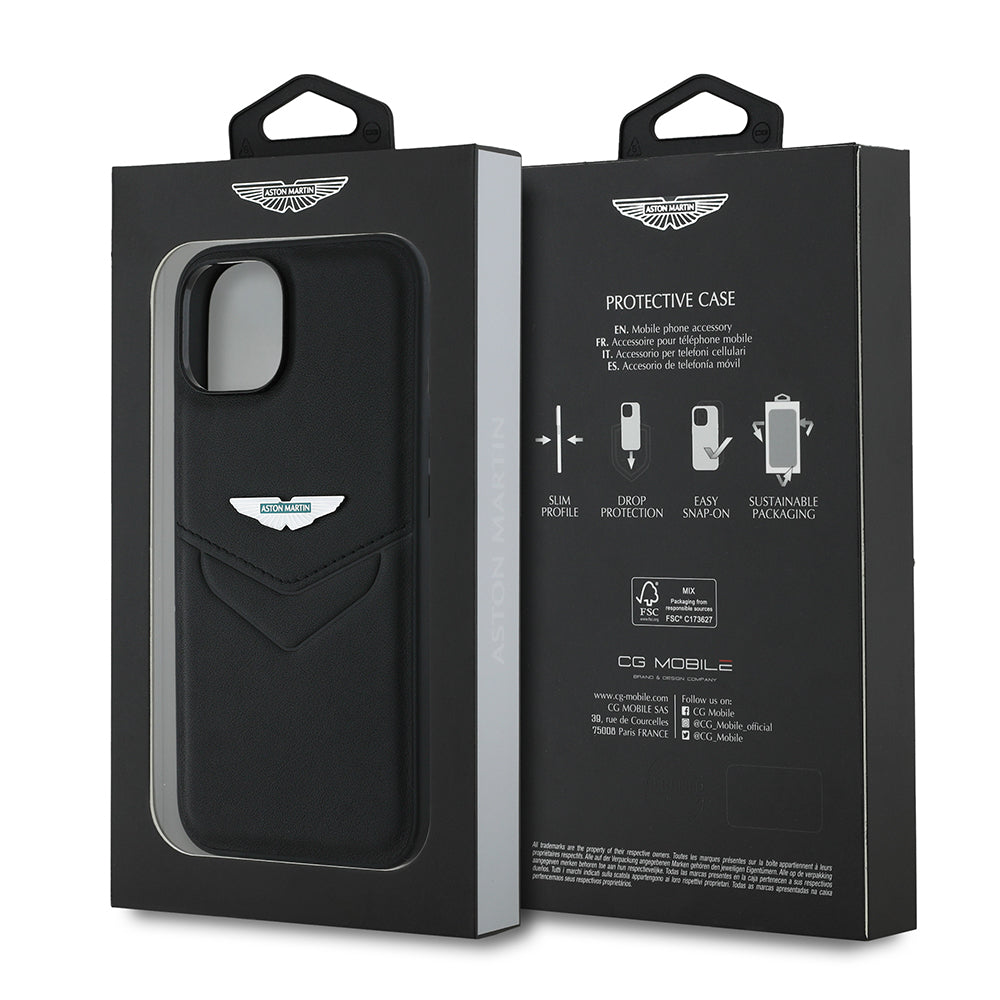 iPhone 14 Kılıf Aston Martin Orijinal Lisanslı Victory Dizayn PU Deri Metal Logolu Kılıf