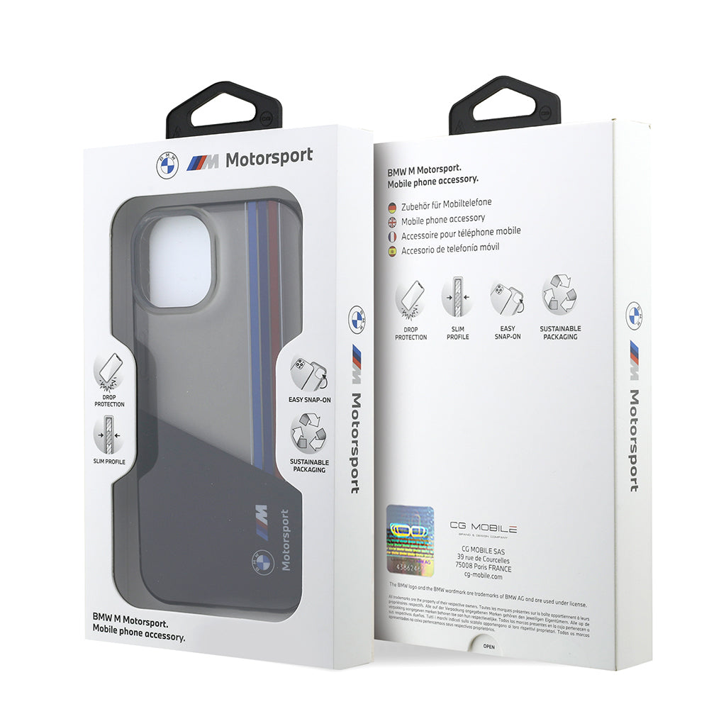 iPhone 14 Kılıf BMW Orijinal Lisanslı Yarı Transparan M Dizayn Çizgili Kılıf